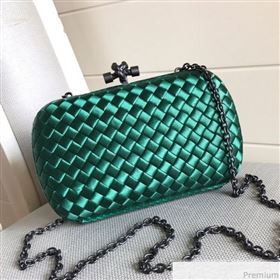 Bottega Veneta Silk Chain Knot Intreccio Impero Clutch Green 2019 (MISU-9032728)