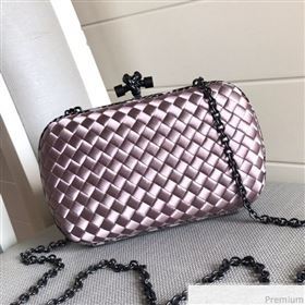 Bottega Veneta Silk Chain Knot Intreccio Impero Clutch Light Purple 2019 (MISU-9032731)