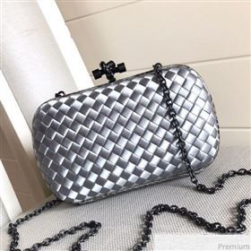 Bottega Veneta Silk Chain Knot Intreccio Impero Clutch Silver 2019 (MISU-9032732)