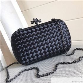 Bottega Veneta Silk Chain Knot Intreccio Impero Clutch Black 2019 (MISU-9032733)