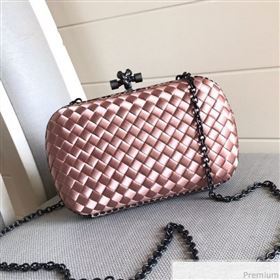 Bottega Veneta Silk Chain Knot Intreccio Impero Clutch Pink 2019 (MISU-9032734)