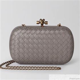 Bottega Veneta Chain Knot Intreccio Nappa Clutch Grey 2019 (MISU-9032737)