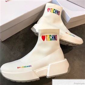 Balenciaga Heart Techno Stretch Knit Sneakers Boots White 2019 (EM-9032801)