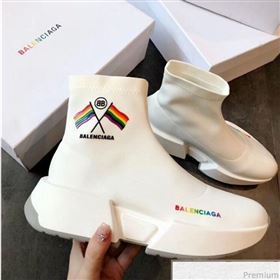 Balenciaga Flags Stretch Knit Sneakers Boots White 2019 (EM-9032803)