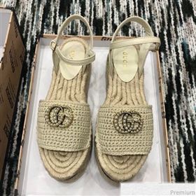 Gucci Knit Platform Espadrille Sandal Light Beige 2019 (LRF-9032829)