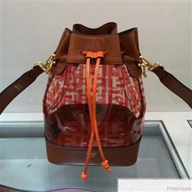 Fendi PU Mon Tresor Bucket Bag Brown/Red 2019 (AFEI-9032615)