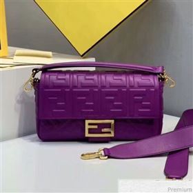 Fendi Baguette Medium FF Logo Lambskin Flap Bag Purple 2019 (CL-9032634)