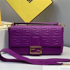 Fendi Baguette Large FF Logo Lambskin Flap Bag Purple 2019 (CL-9032635)