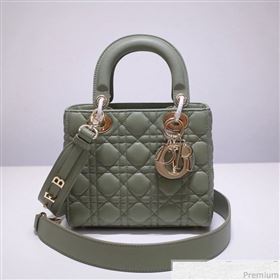 Dior Lady Dior Bag 20cm in Cannage Lambskin Green 2019 (BFS-9032642)