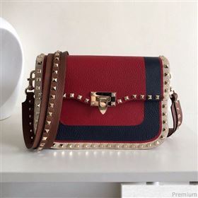 Valentino Rockstud Rolling Flap Shoulder Bag Blue/Red 2019 (JJ3-9032703)