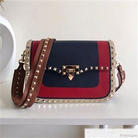 Valentino Rockstud Rolling Flap Shoulder Bag Red/Blue 2019 (JJ3-9032704)