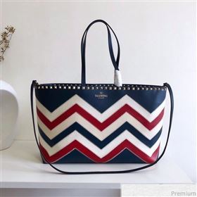 Valentino Large Chevron Rockstud Shopping Tote Bag Blue 2019 (JJ3-9032706)