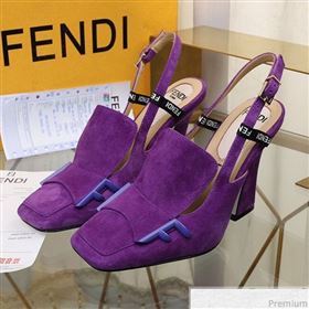 Fendi F Charm Suede Slingback Pump Purple 2019 (HZJ-9032908)