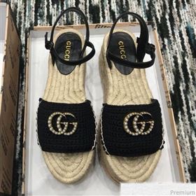 Gucci Knit Platform Espadrille Sandal Black 2019 (LRF-9032828)