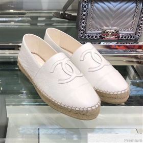 Chanel CC Laminated Leather Espadrilles G29762 White 2019 (LRF-9032840)