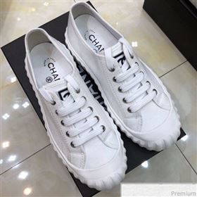 Chanel Bloom Sole Fabric Sneakers White 2019 (HZJ-9032863)