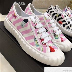 Chanel Bloom Print Fabric Sneakers Pink 2019 (HZJ-9032864)