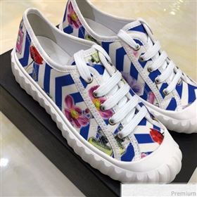 Chanel Bloom Print Fabric Sneakers Blue 2019 (HZJ-9032865)