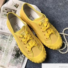 Chanel Bloom Sole Calfskin Sneakers Yellow 2019 (HZJ-9032867)