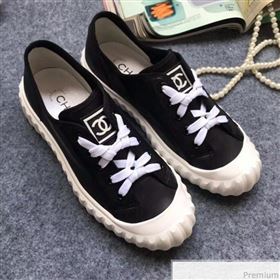 Chanel Bloom Sole Calfskin Sneakers Black 2019 (HZJ-9032869)