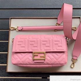 Fendi Baguette Medium FF Logo Lambskin Flap Bag Pink 2019 (CL-9031345)