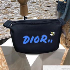 Dior x Kaws Black Nylon Belt Bag/Pouch with Blue Dior Logo 2019 (XYD-9040333)