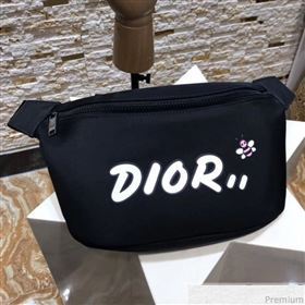 Dior x Kaws Black Nylon Belt Bag/Pouch with White Dior Logo 2019 (XYD-9040334)