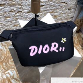 Dior x Kaws Black Nylon Belt Bag/Pouch with Pink Dior Logo 2019 (XYD-9040335)