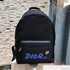Dior x Kaws Black Nylon Backpack with Blue Dior Logo 2019 (XYD-9040336)