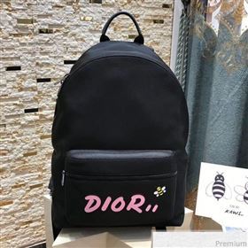 Dior x Kaws Black Nylon Backpack with Pink Dior Logo 2019 (XYD-9040337)