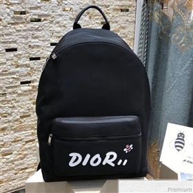 Dior x Kaws Black Nylon Backpack with White Dior Logo 2019 (XYD-9040338)