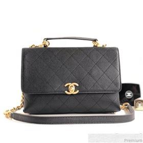 Chanel Grained Calfskin Flap Top Handle Bag AS0305 Black 2019 (YD-9031450)