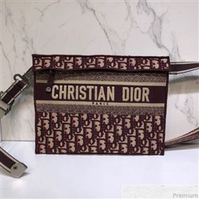 Dior Clutch/Crossbody Bag in Burgundy Oblique Jacquard Canvas 2019 (XYD-9040343)