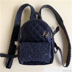 Chanel Sequins Tweed and Nylon Backpack Blue 2019 (YD-9031503)