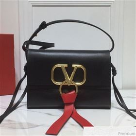Valentino Mini VRING Smooth Calfskin Shoulder Bag Black/Red Tie 2019 (XYD-9040345)