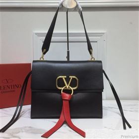 Valentino Medium VRING Smooth Calfskin Shoulder Bag Black/Red Tie 2019 (XYD-9040347)