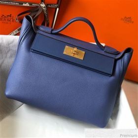Hermes Kelly 24/24 - 29 Bag in Togo Leather Blue/Gold 2018 (Half Handmade) (FLB-9040116)