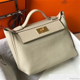 Hermes Kelly 24/24 - 29 Bag in Togo Leather White Wool/Gold 2018 (Half Handmade) (FLB-9040119)