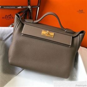 Hermes Kelly 24/24 - 29 Bag in Togo Leather Grey Elephant/Gold 2018 (Half Handmade) (FLB-9040121)