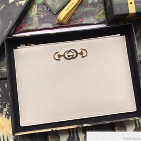 Gucci Zumi Grainy Leather Pouch 570728 White 2019 (BLWX-9040126)