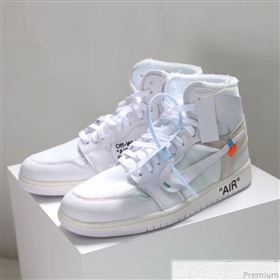 Off-White x Nike AJ1 High-top Leather Sneakers White(For Women and Men) (4022-9031150)