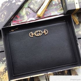 Gucci Zumi Grainy Leather Pouch 570728 Black 2019 (BLWX-9040125)