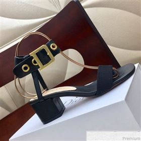Dior D-Dior Mid-heel Sandals Black Canvas 2019 (HZJ-9040457)