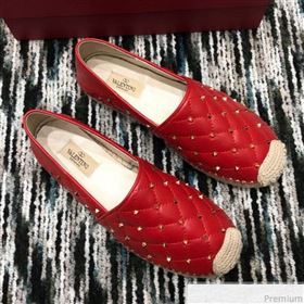 Valentino Rockstuds Lambskin Espadrilles Red 2019 (HANB-9040812)