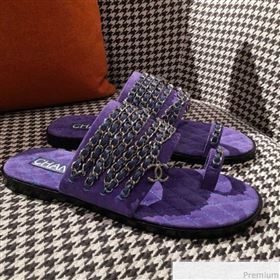 Chanel Flat Sandals G34407 Purple 2019 (KL-9040813)