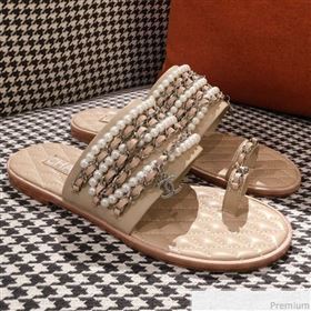 Chanel Flat Sandals G34407 Nude 2019 (KL-9040815)