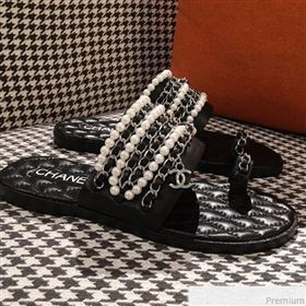 Chanel Flat Sandals G34407 Black 2019 (KL-9040814)