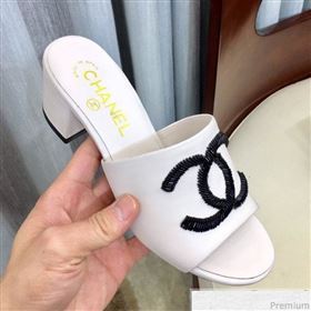 Chanel Mid-heel Mules Sandals G34681 White 2019 (HZJ-9040819)