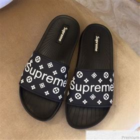 Louis Vuitton Supreme Madeline Flat Sandals Black 2019 (HZJ-9040830)