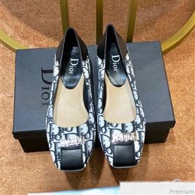 Dior JAdior D Flat Ballet in Black Oblique Canvas 2019 (SIYA-9040847)